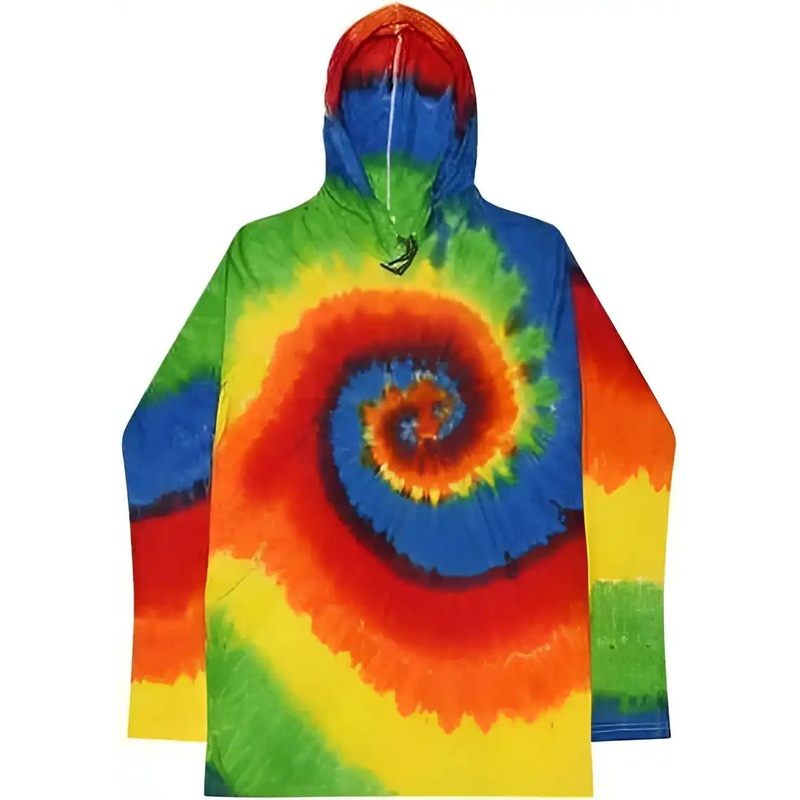 Colortone 2777 Tie-Dyed Hooded Long Sleeve T-Shirt – Moondance Red