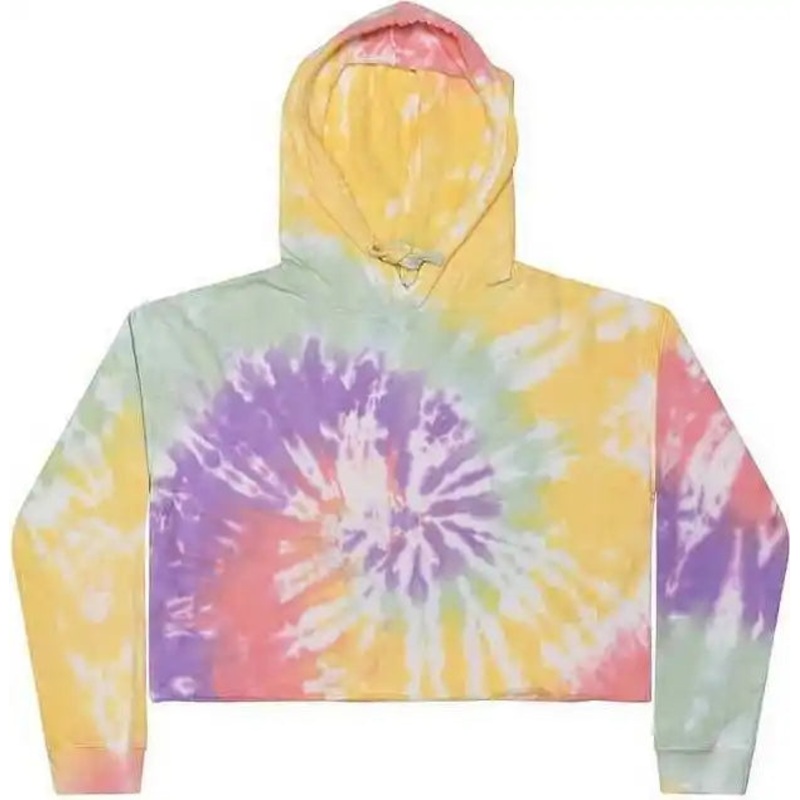 Colortone 8333 Women’s Tie-Dyed Crop Hooded Sweatshirt – Zen Rainbow