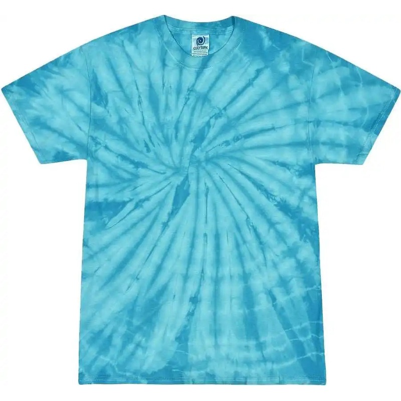 Colortone 1000Y Youth Multi-Color Tie-Dyed T-Shirt – Spider Turquoise
