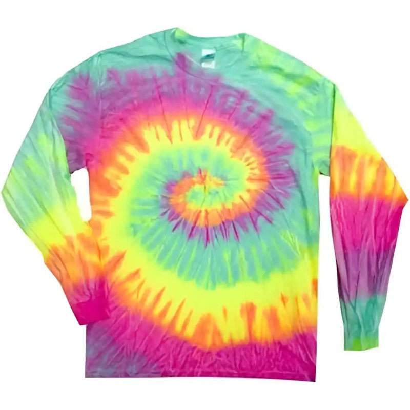 Colortone 2000Y Youth Tie-Dyed Long Sleeve T-Shirt – Minty Rainbow