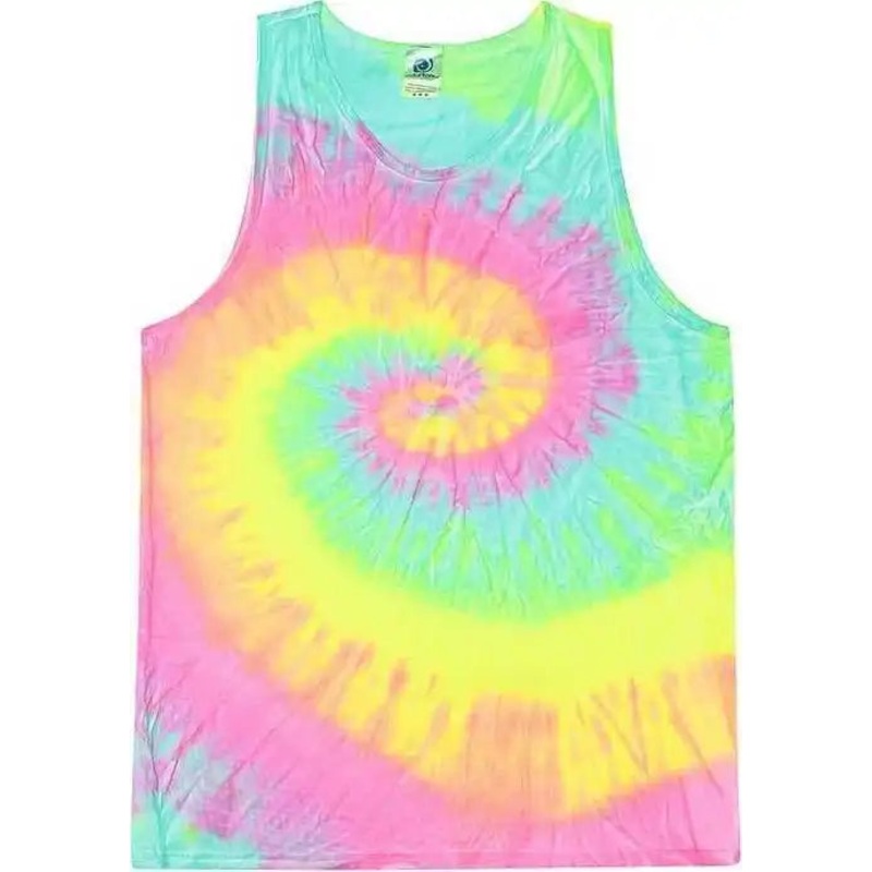 Colortone 3500 Unisex Tie-Dyed Tank Top – Minty Rainbow