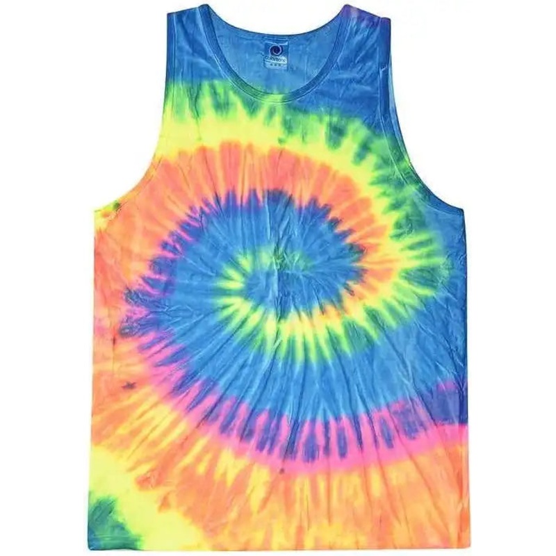 Colortone 3500 Unisex Tie-Dyed Tank Top – Neon Rainbow