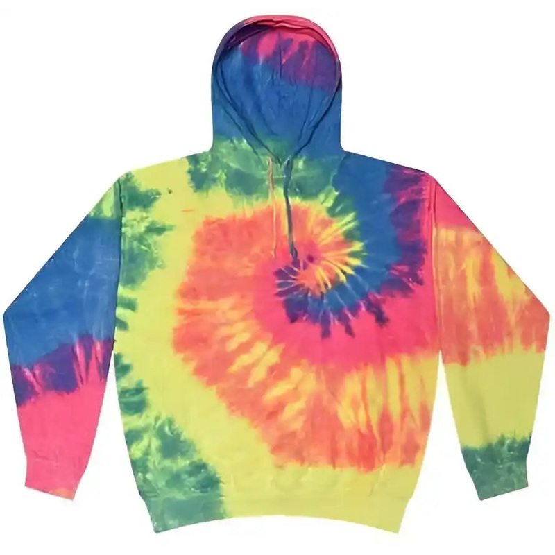 Colortone 8777 Tie-Dyed Hooded Sweatshirt – Neon Rainbow