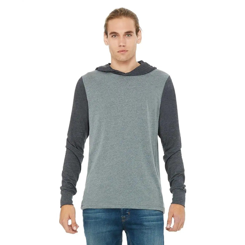 Bella + Canvas 3512 Unisex Jersey Long Sleeve Hoodie – Deep Heather/Dark Grey Heather