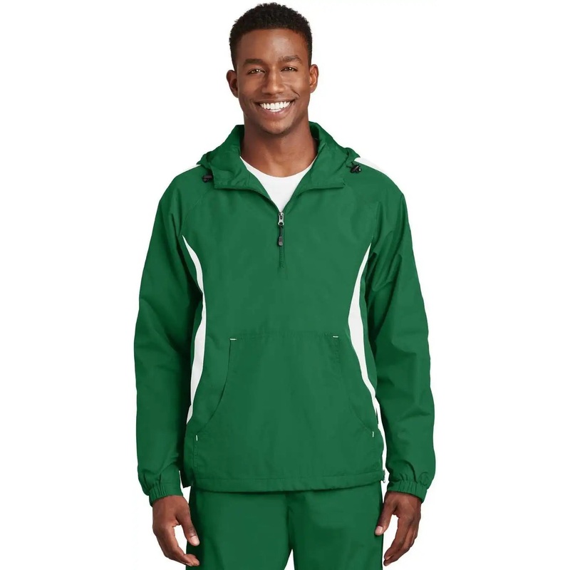 Sport-Tek JST63 Colorblock Raglan Anorak – Kelly Green White