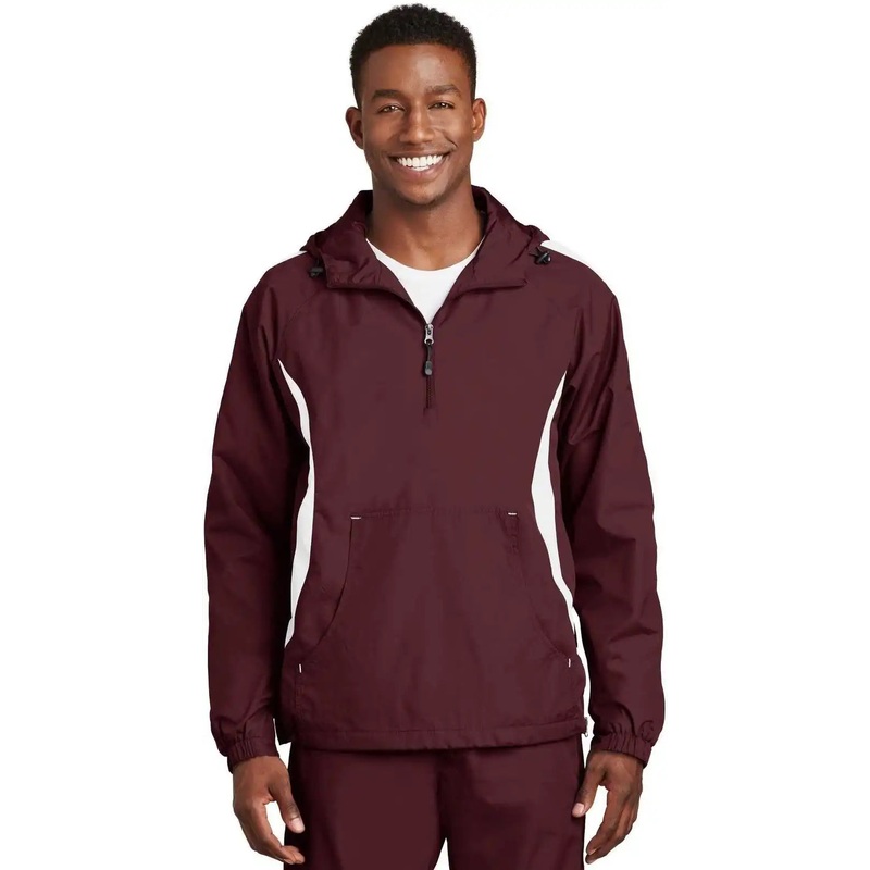 Sport-Tek JST63 Colorblock Raglan Anorak – Maroon White