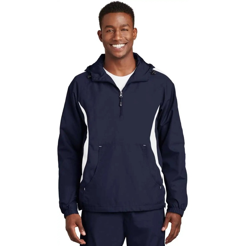 Sport-Tek JST63 Colorblock Raglan Anorak – True Navy White