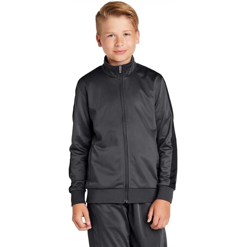 Sport-Tek YST94 Youth Tricot Track Jacket – Graphite Gray Black