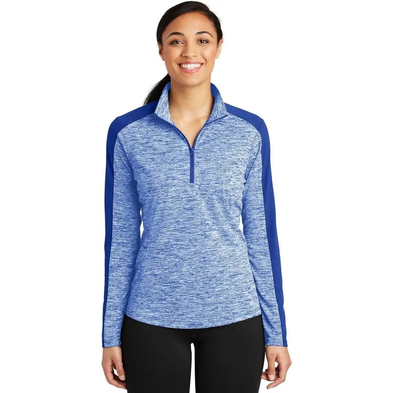 Sport-Tek LST397 Ladies PosiCharge Electric Heather Colorblock 1/4-Zip Pullover – True Royal Electric True Royal