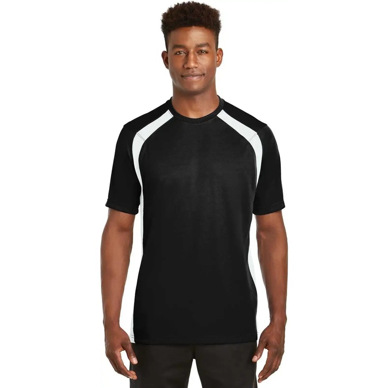 Sport-Tek T478 Dry Zone Colorblock Crew – Black White