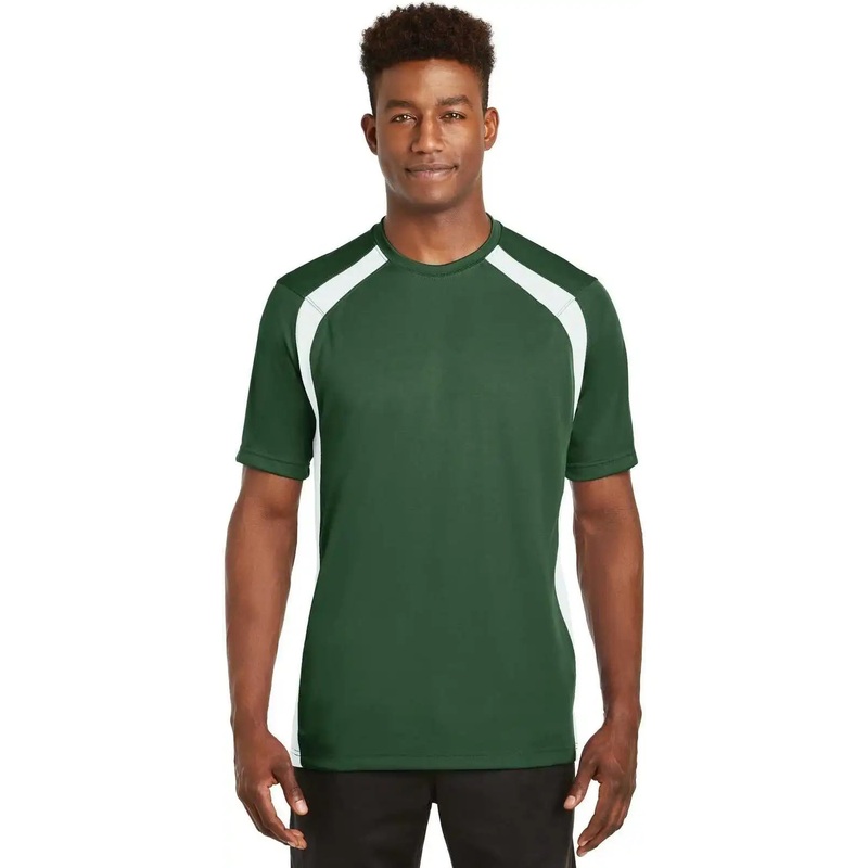Sport-Tek T478 Dry Zone Colorblock Crew – Forest Green White