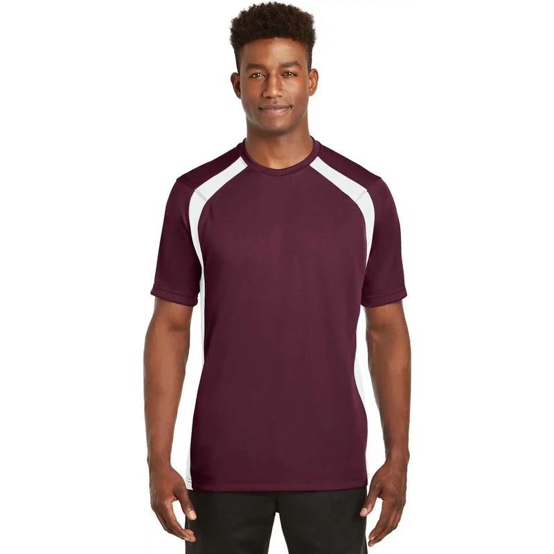 Sport-Tek T478 Dry Zone Colorblock Crew – Maroon White