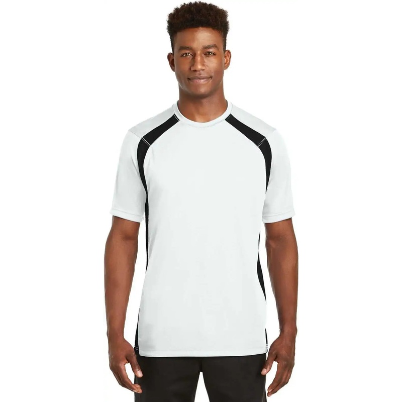 Sport-Tek T478 Dry Zone Colorblock Crew – White Black