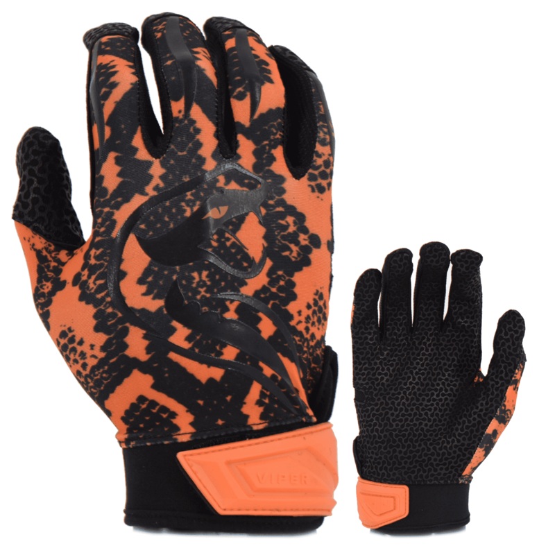 Viper Lite Premium Batting Gloves Leather Palm – Viper Skin Edition – Orange/Black