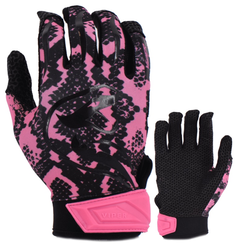 Viper Lite Premium Batting Gloves Leather Palm – Viper Skin Edition – Pink/Black