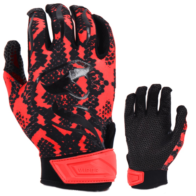 Viper Lite Premium Batting Gloves Leather Palm – Viper Skin Edition – Red/Black