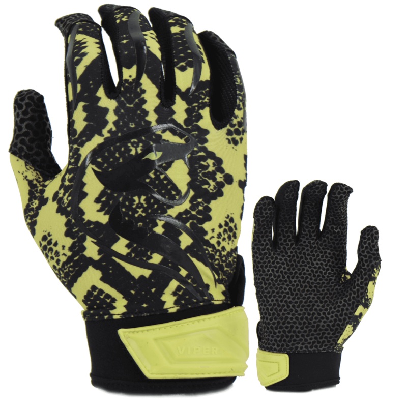 Viper Lite Premium Batting Gloves Leather Palm – Viper Skin Edition – Volt/Black