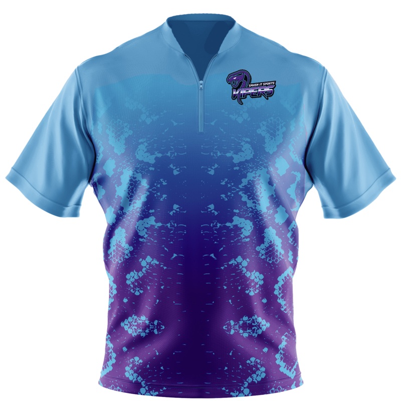 Vipers Short Sleeve Quarter Zip – Purple/Carolina Fade