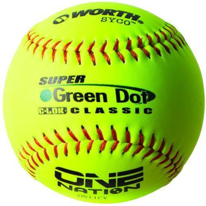 Worth Green Dot One Nation 40/325 11 Slowpitch Softballs – ON11CY