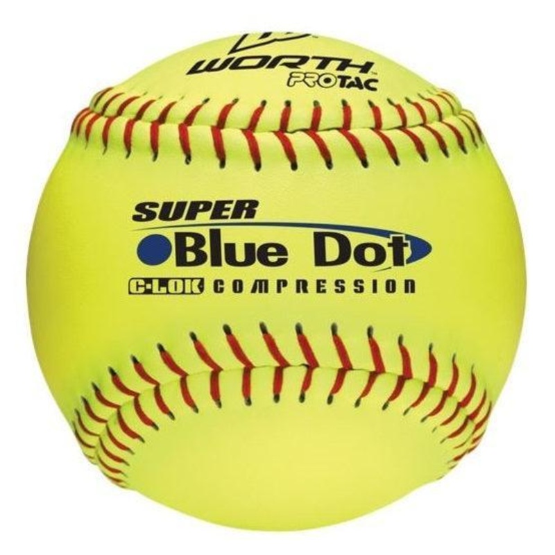 Worth PRO Tac Super Blue Dot 47/525 12 Specialty Softballs – YS2RS