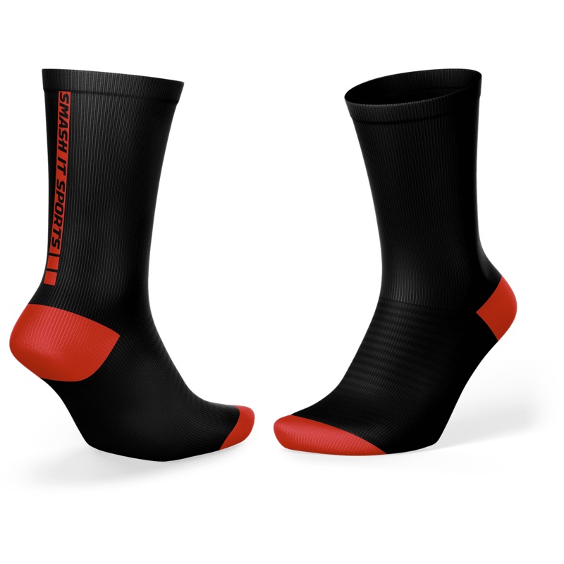 Smash It Sports Performance Sports Socks – Black/Red