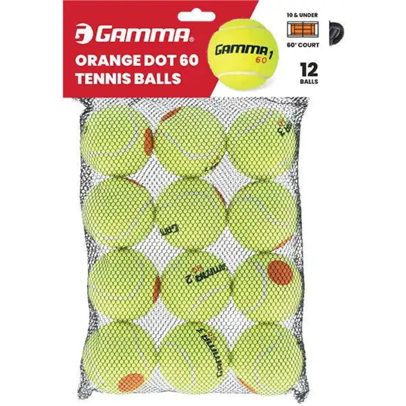 Gamma 60 Orange Dot Tennis Balls Bag 12x – Yellow