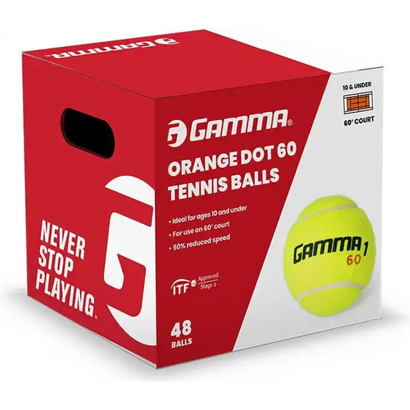 Gamma 60 Orange Dot Tennis Balls Box 48x – Yellow
