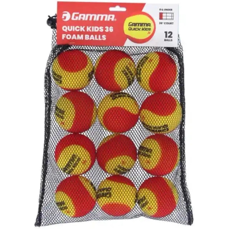 Gamma Quick Kids 36 Foam Tennis Balls Bag 12x – Yellow
