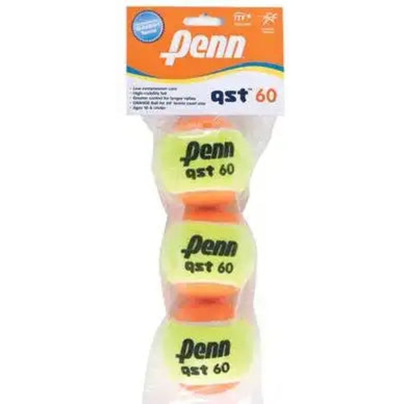 Penn QST 60 Low Compression Tennis Balls 3x – Yellow Orange