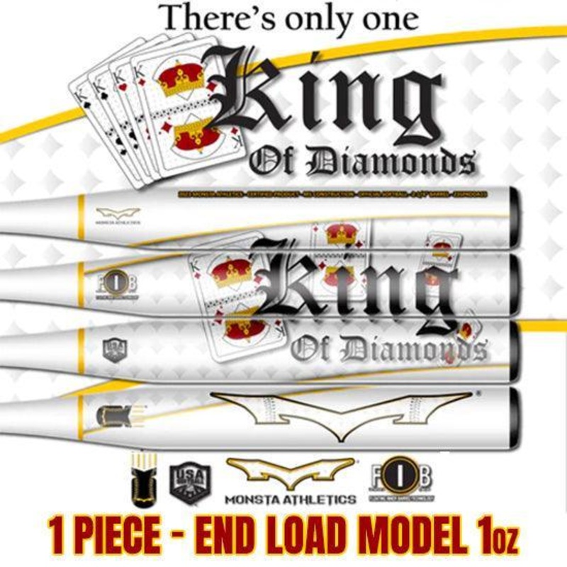 2023 Monsta King of Diamonds – M5  1PC – 3900 Handle – 1oz End Load – USA/ASA Slowpitch Softball Bat