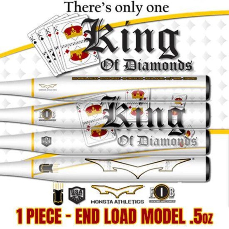 2023 Monsta King of Diamonds – M5  1PC – 3900 Handle – .5oz End Load – USA/ASA Slowpitch Softball Bat