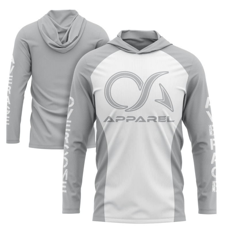 Overcome Average Hooded Long Sleeve Tee – White/Grey Carbon Fiber