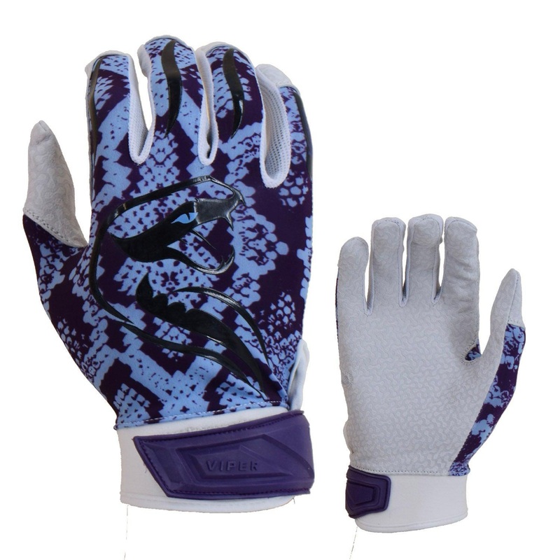 Viper Lite Premium Batting Gloves Leather Palm – Viper Skin Edition – Carolina/Purple/White