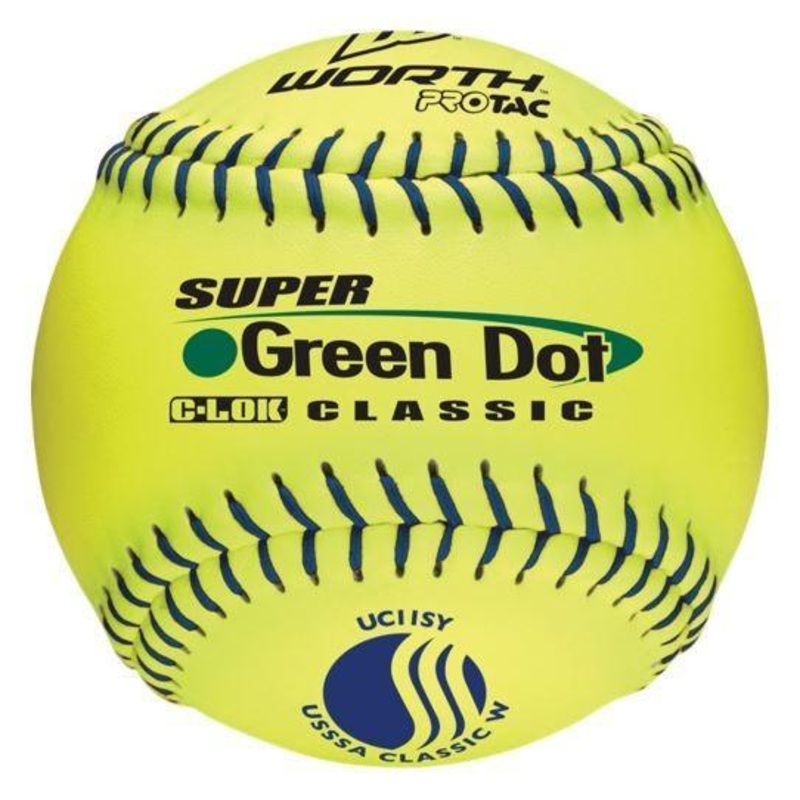 Worth 11 USSSA Super Green Dot Classic W 44/400 Slowpitch Softballs UC11SY
