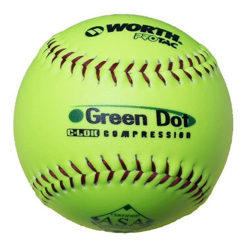 Worth Green Dot 52/300 ASA 11 Slowpitch Softballs – AHD11SY