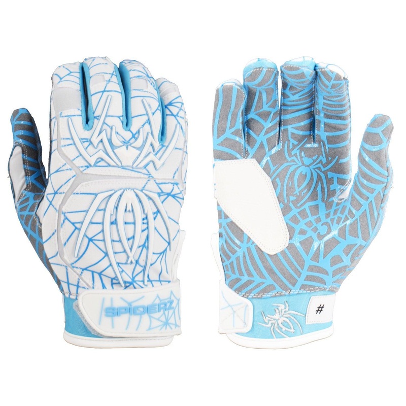 Spiderz HYBRID Batting Gloves – White/Columbia Blue