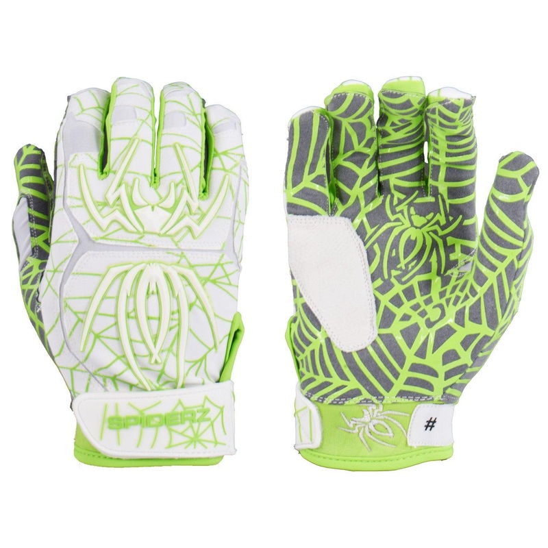 Spiderz HYBRID Batting Gloves – White/Neon Green