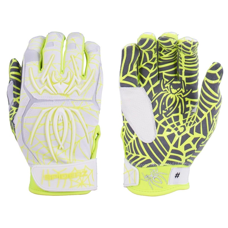 Spiderz HYBRID Batting Gloves – White/Neon Yellow
