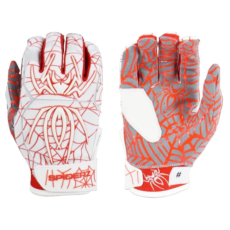 Spiderz HYBRID Batting Gloves – White/Red