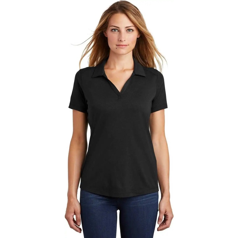 Sport-Tek LST405 Ladies PosiCharge Tri-Blend Wicking Polo – Black Triad Solid