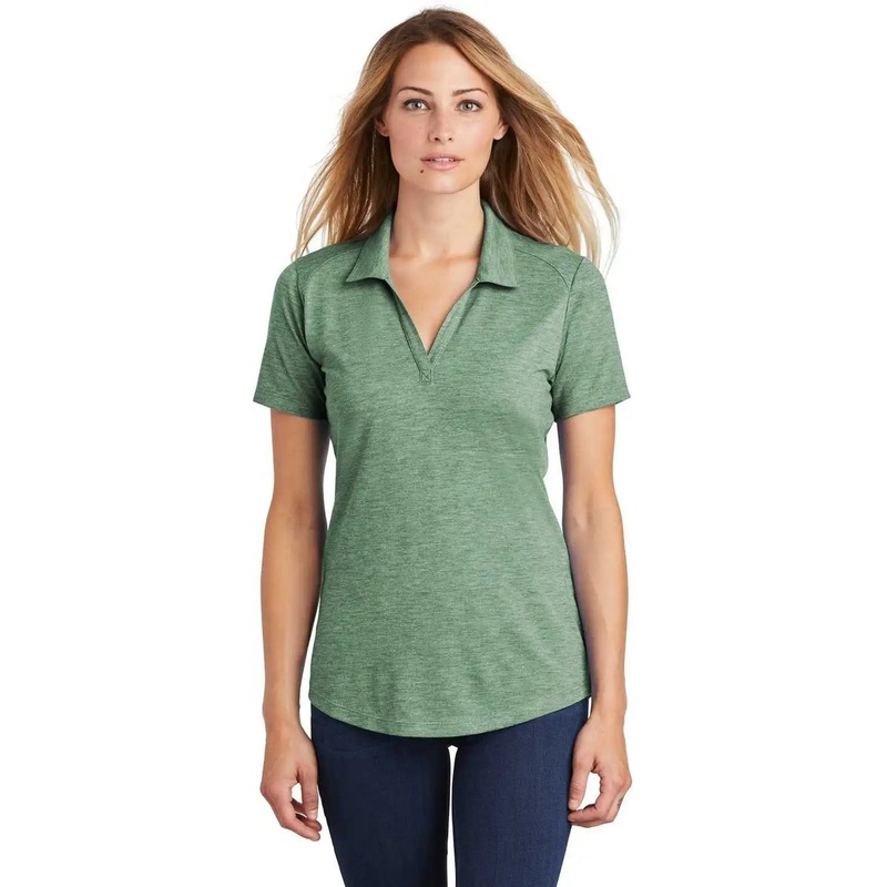 Sport-Tek LST405 Ladies PosiCharge Tri-Blend Wicking Polo – Forest Green Heather