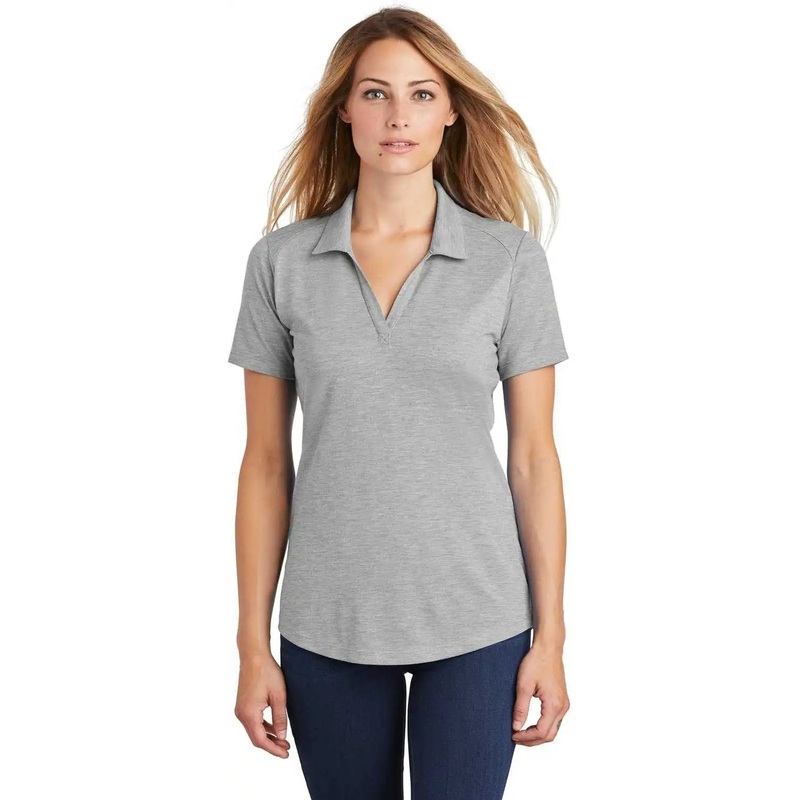 Sport-Tek LST405 Ladies PosiCharge Tri-Blend Wicking Polo – Light Gray Heather