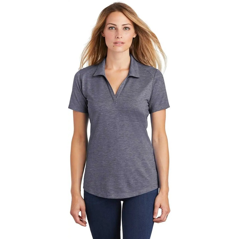 Sport-Tek LST405 Ladies PosiCharge Tri-Blend Wicking Polo – True Navy Heather
