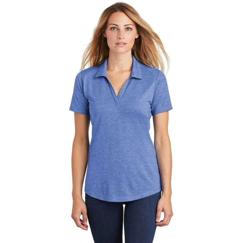 Sport-Tek LST405 Ladies PosiCharge Tri-Blend Wicking Polo – True Royal Heather