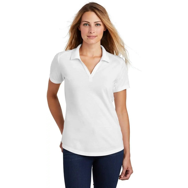 Sport-Tek LST405 Ladies PosiCharge Tri-Blend Wicking Polo – White Triad Solid
