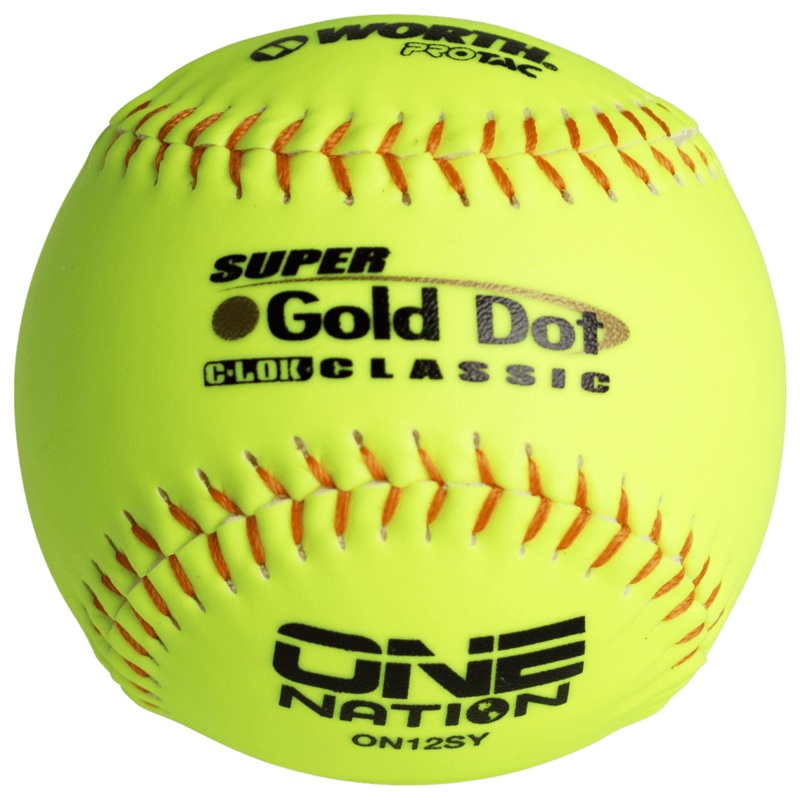 Worth Super Gold Dot Extreme Classic M One Nation 12 Slowpitch Softballs – ON12SY