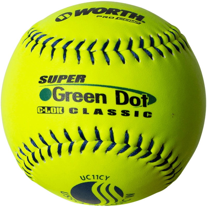 Worth Super Green Dot Class W Composite 44/400 USSSA 11 Slowpitch Softballs – UC11CY