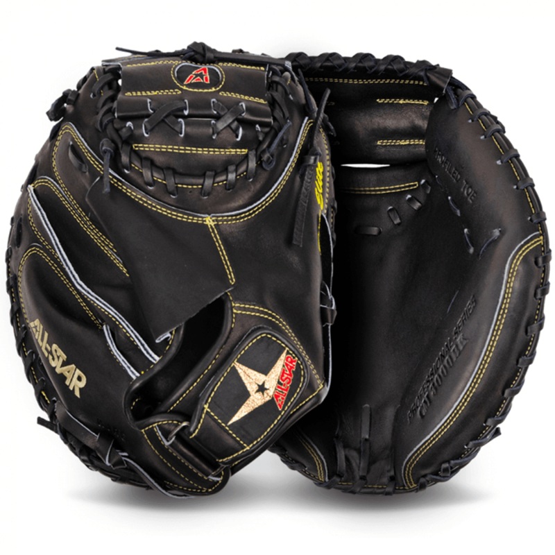 All-Star Pro Elite 33.5 Solid Black Catchers Mitt/Glove – CM3000SBK-1