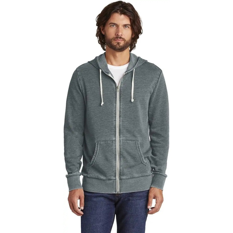 Alternative AA8636 Burnout Laid-Back Zip Hoodie – Washed Black