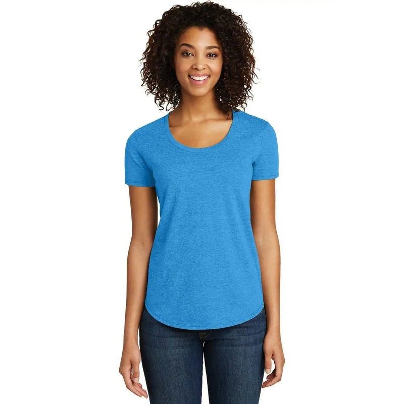 District DT6401 Women’s Fitted Very Important Tee Scoop Neck – Heathered Bright Turquoise